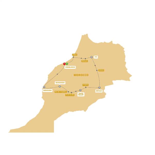 Map: Best of Morocco (Trafalgar Tours)