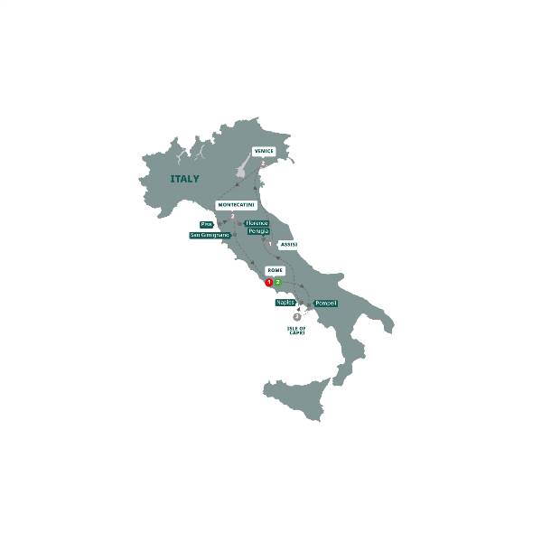 Map: Italy Bellissimo (Trafalgar Tours)