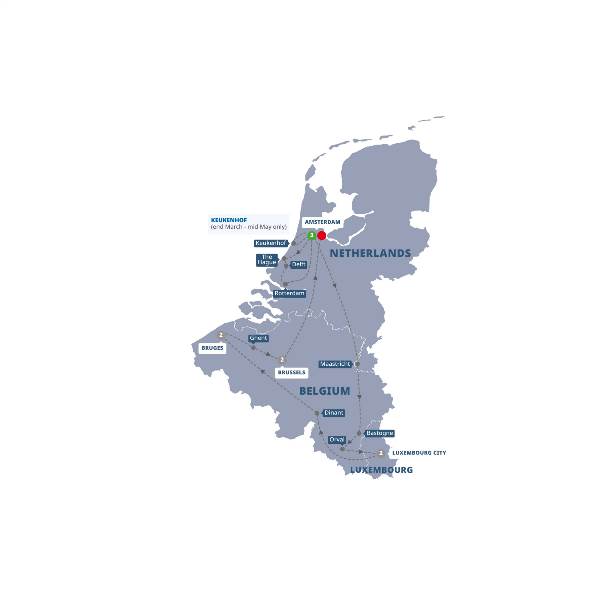 Map: Best of Holland, Belgium and Luxembourg (Trafalgar Tours)