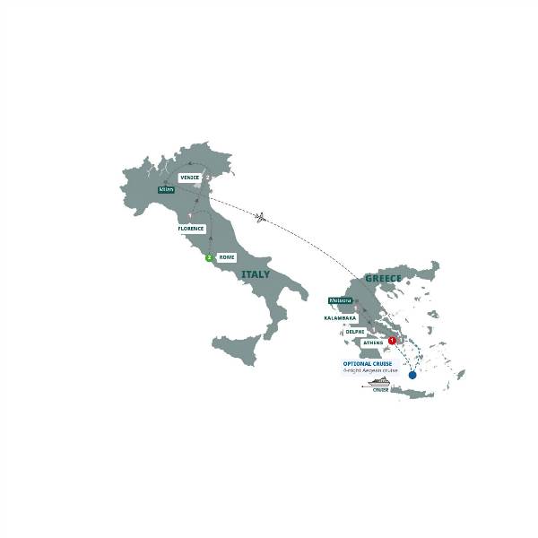 Map: Best of Italy and Greece (Trafalgar Tours)