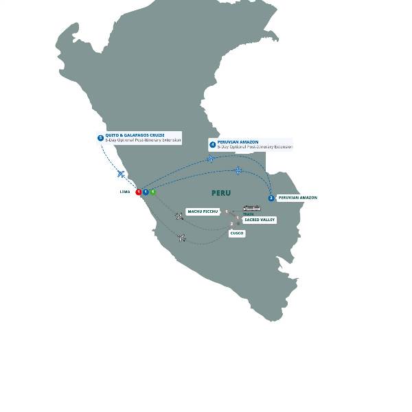 Map: Highlights of Peru (Trafalgar Tours)