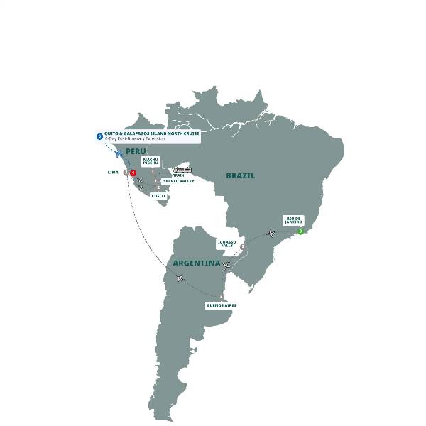 Map: South America Revealed (Trafalgar Tours)