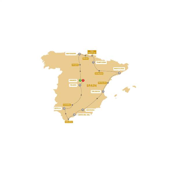Map: Best of Spain (Trafalgar Tours)
