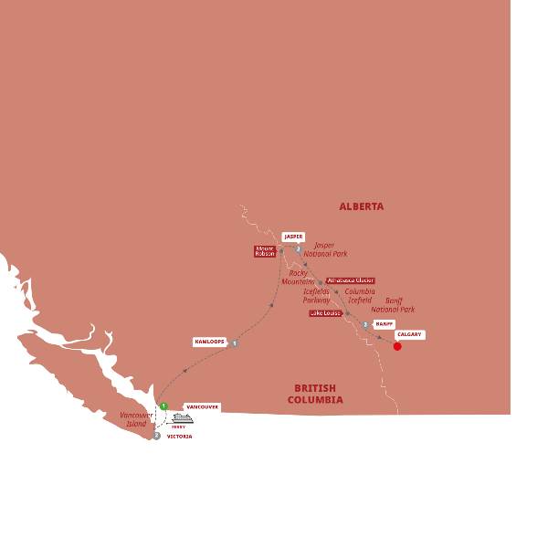 Map: Spectacular Canadian Rockies (Trafalgar Tours)