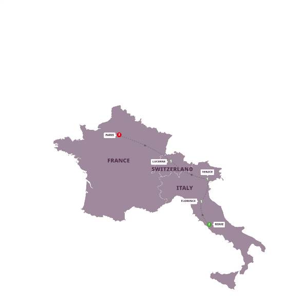 Map: European Dream (Trafalgar Tours)