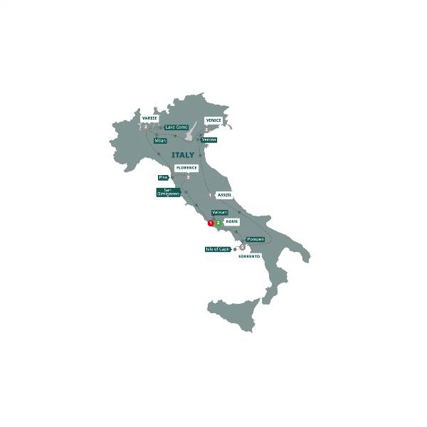 Map: Best of Italy (Trafalgar Tours)