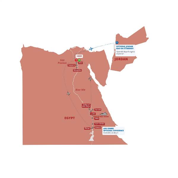 Map: Best of Egypt (Trafalgar Tours)